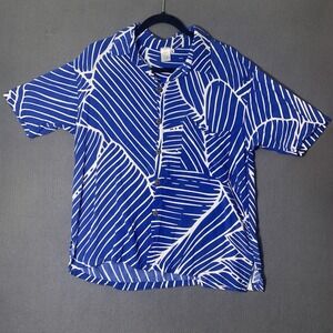 Kamea Designs Shirt Womens Small Aloha Blue White Button Down EUC